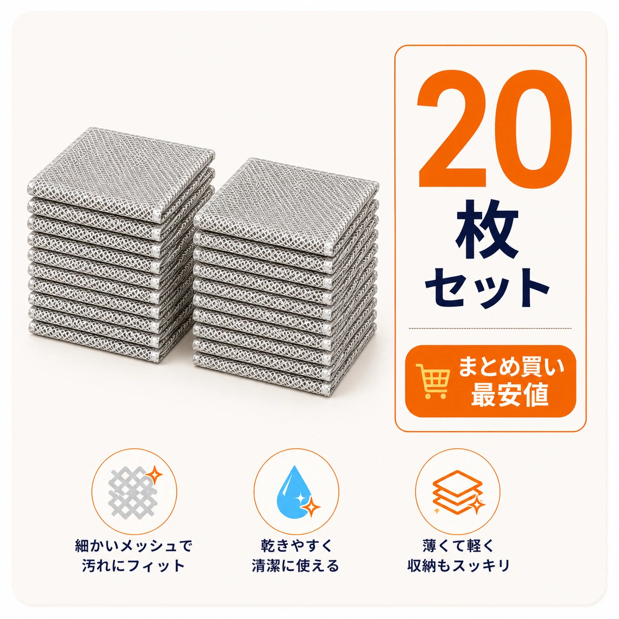 油汚れスッキリ メッシュクリーニングクロス|キッチン・シンク掃除用