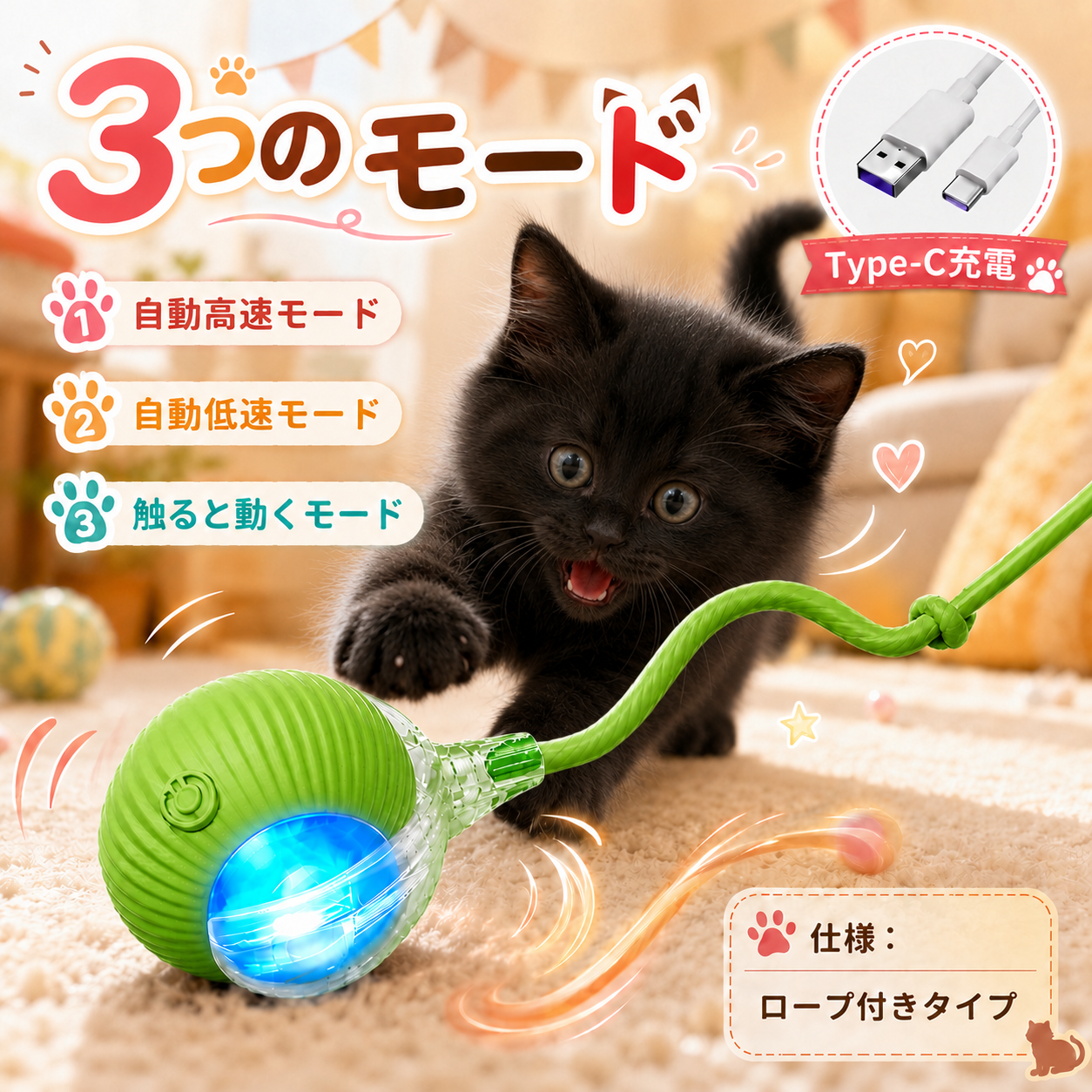 自動じゃらしボール｜留守中も遊べる充電式おもちゃ