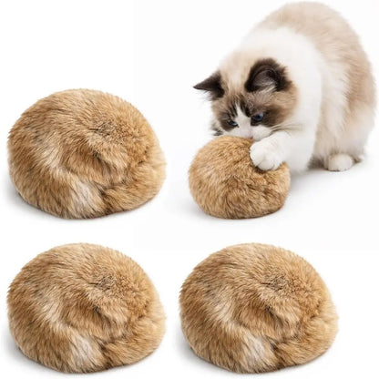 天然うさぎ毛のふわもこ猫ボール｜くわえて遊べる上質やわらかおもちゃ