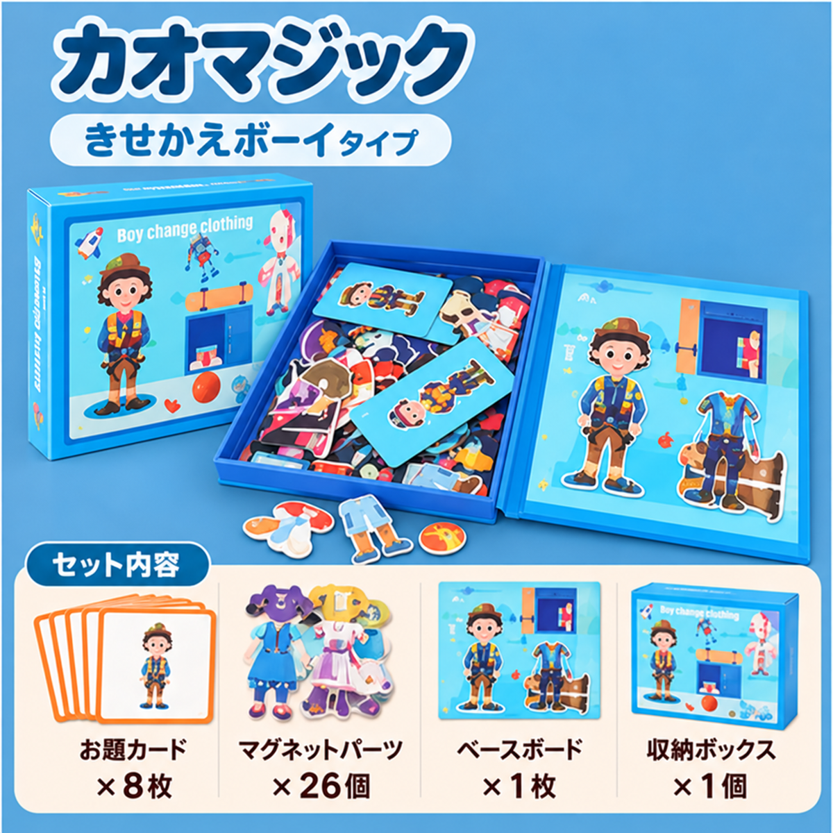 カオマジック｜貼り替えて表情が変わるマグネット福笑い